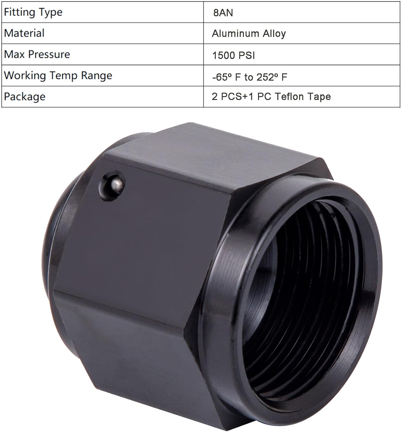 8AN Female Flare Cap Block off Fitting Plug Nut Adapter Aluminum Black 2PCS (8AN 2Pack) - Image 5