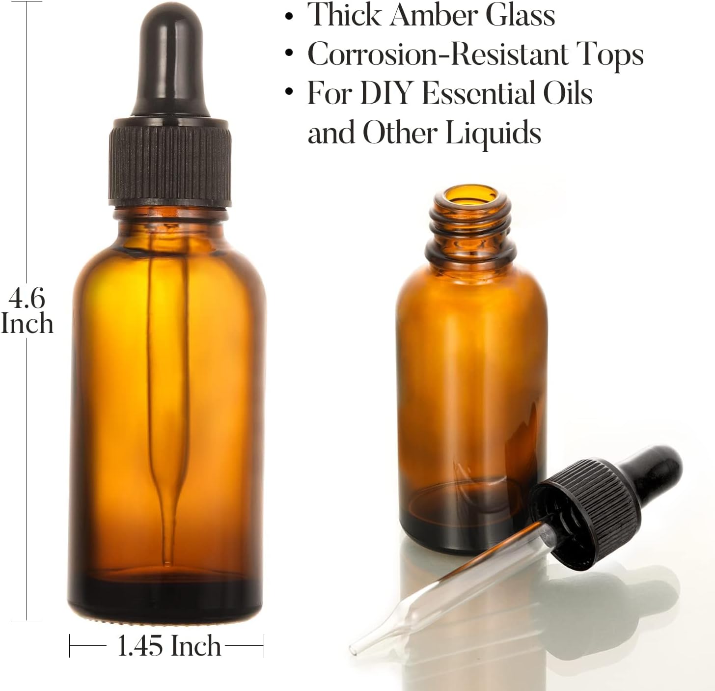 4 Pack, 2 oz Bottles with Dropper & 1 Funnel & 4 Labels - Essential Oils Bottles for Health, Personal Care & Beauty - 60ml Thick Dark Amber Glass Tincture Bottles, Refillable Cosmetic Containers - Image 6