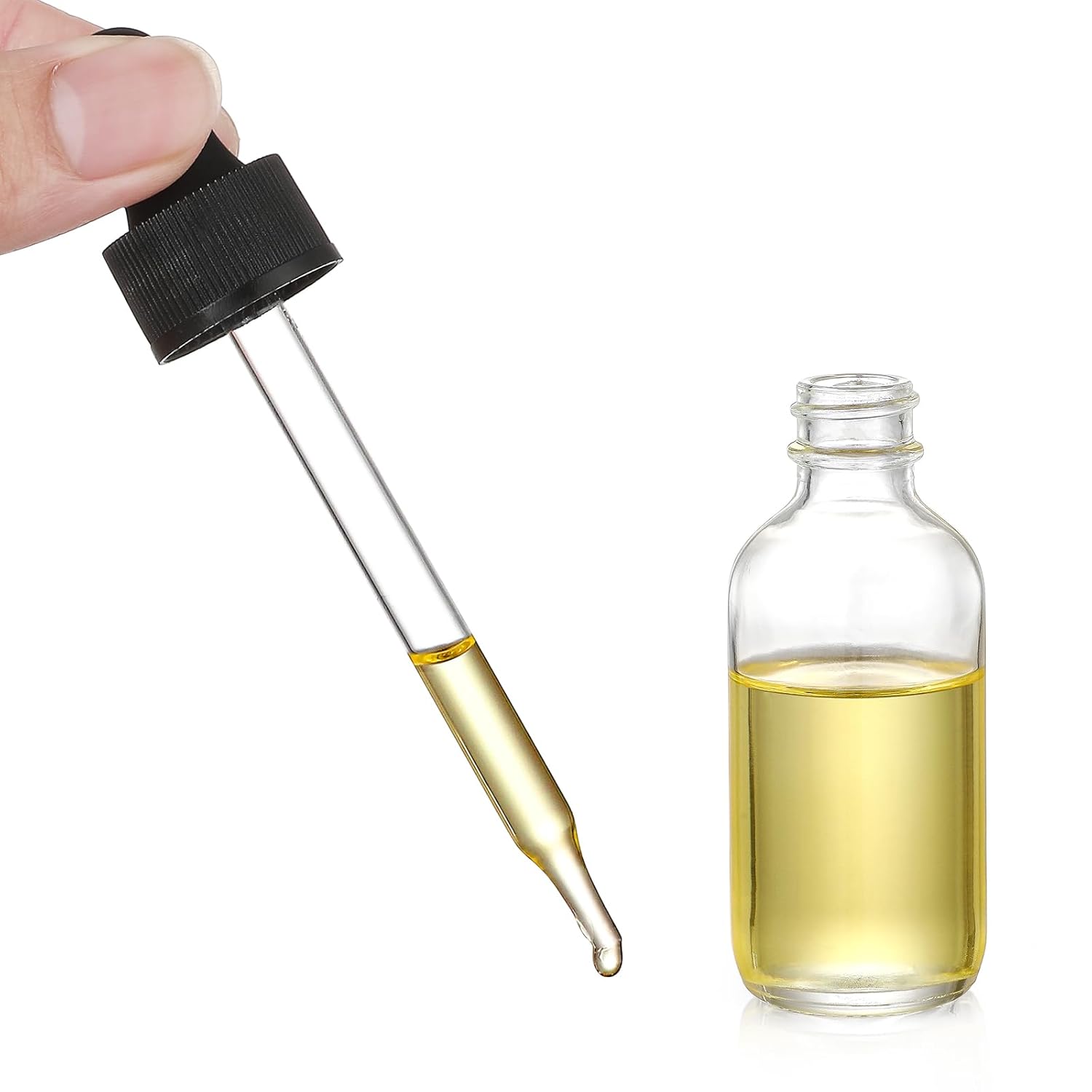 4 Pcs, 2 oz Clear Eye Dropper Bottles with 1 Stainless Steel Funnels & 4 Labels - Black Caps 60ml Thick Glass Tincture Bottles - Leakproof Essential Oils Bottles for Health, Personal Care & Beauty - Image 7