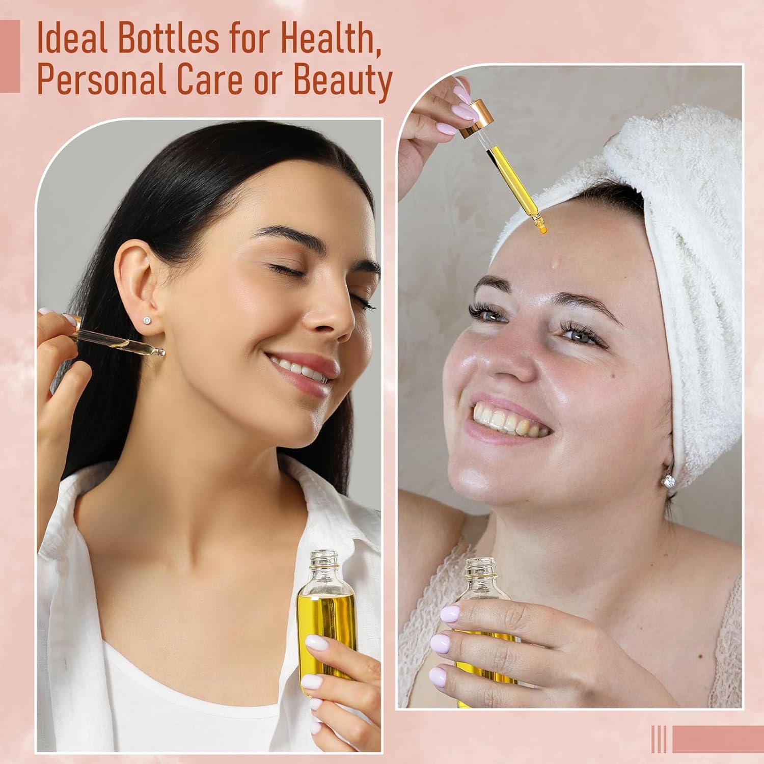 4 Pcs, 1 oz Golden Cap Clear Dropper Bottles (30ml) with 1 Funnel & 4 Labels - Glass Tincture Bottles with Eye Droppers - Leakproof Essential Oil Bottles for Health, Personal Care & Beauty - Image 5