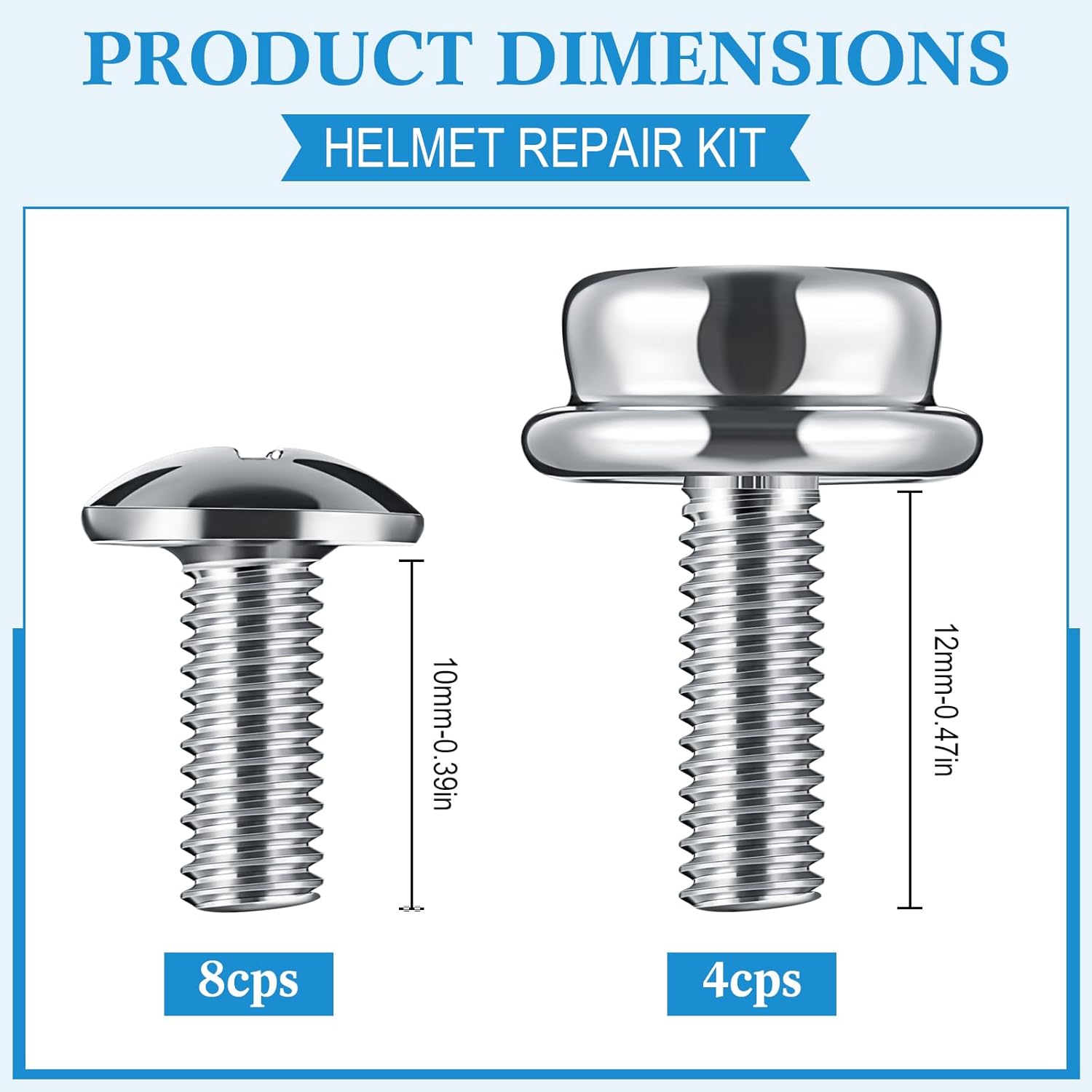 12 Pcs Stainless Steel Football Helmets Visor Screws, Hockey Helmet Repair Mask Screw Kit with 12mm and 10mm Screws Hockey Helmet Screw Facemask Hardware Kit for Youth Football - Image 2