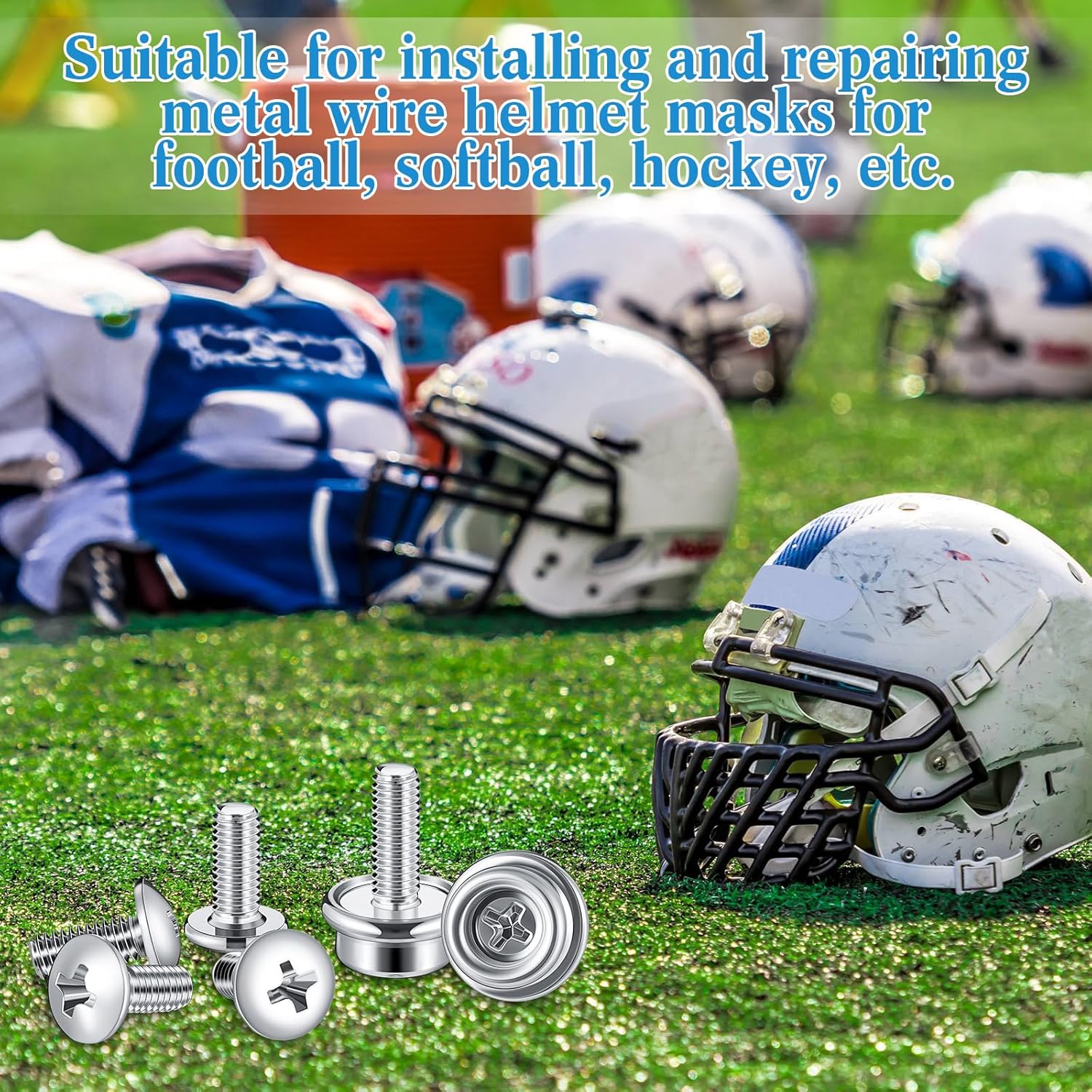 12 Pcs Stainless Steel Football Helmets Visor Screws, Hockey Helmet Repair Mask Screw Kit with 12mm and 10mm Screws Hockey Helmet Screw Facemask Hardware Kit for Youth Football - Image 6