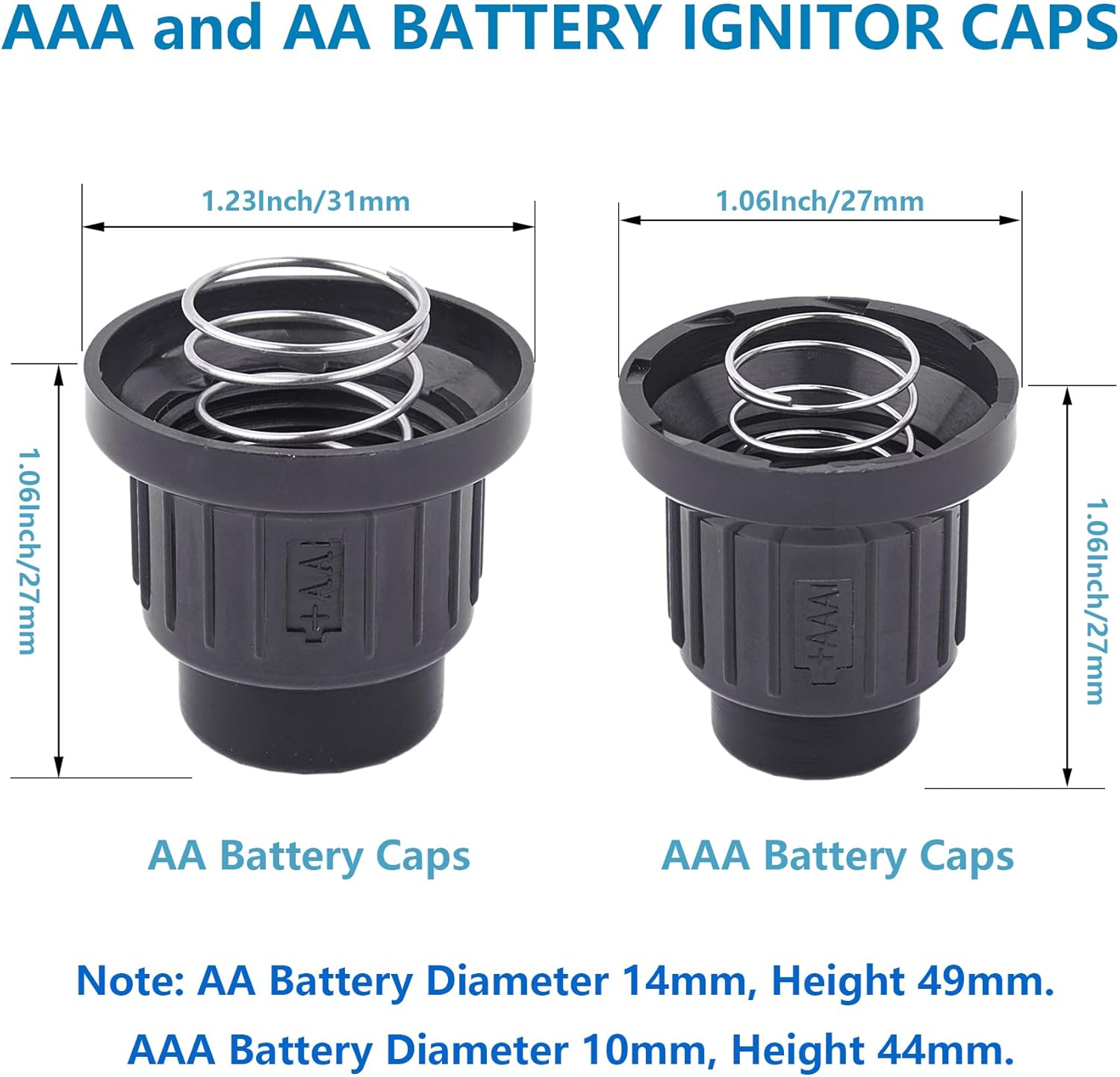 2Pcs AA Battery Push Button Igniter Caps with Spring, Igniter Replacement Button Cap for Blackstone Char-Broil Gas Grill, BBQ, Fire Pit, Barbecue, Spark Generator Cover - Image 3