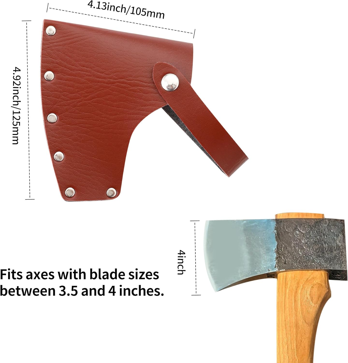 Leather Axe Sheath, Adjustable Hatchet Head Sheath, Durable Hatchet Blade Protector Case Cover Great Camping Accessories for Lumberjack Outdoors Work Essentials, Brown - Image 3