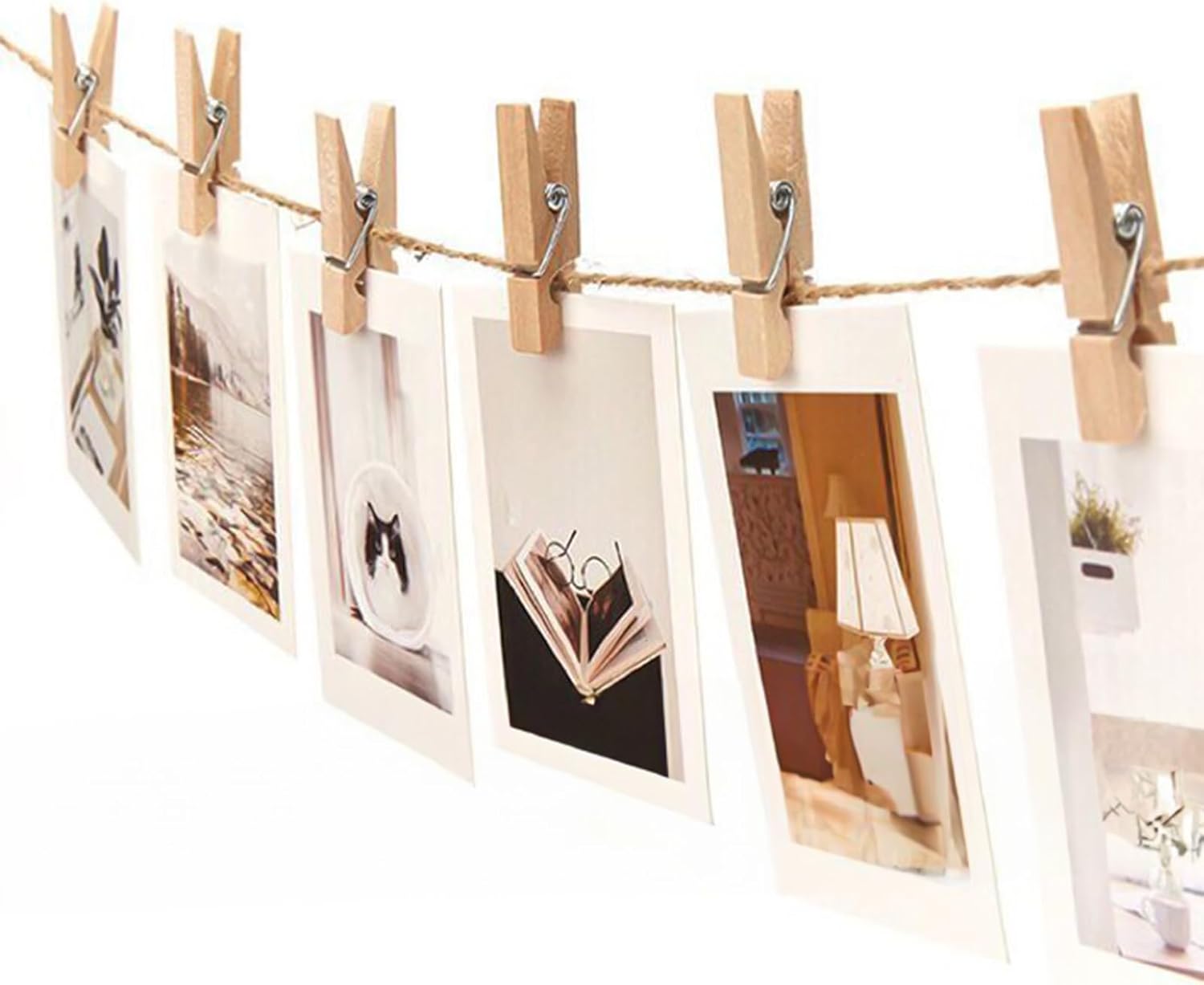 Wooden Clips with String, 50Pcs 2.9Inch Large Clothes Pins, Natural Brown Photo Hanging Clip, Wooden Decoration Clips for DIY Crafts, Storage Bags, Cheer Pins, Hanging Clothes - Image 4