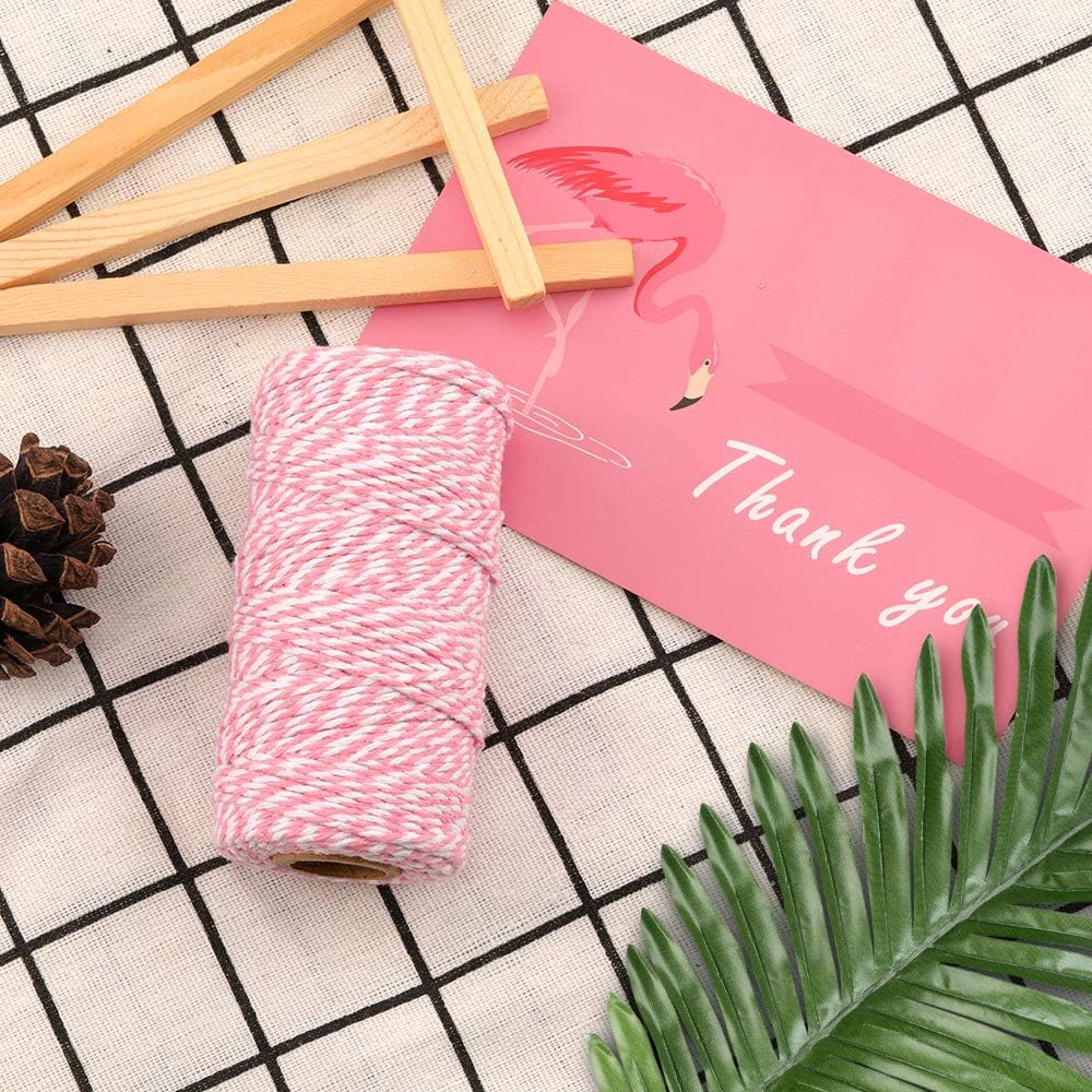 Pink and White Twine String, 328 Feet Christmas Bakers Twine String, 2MM Heavy Duty Packing String for DIY Crafts, Christmas Decoration, Gift Wrapping, Craft Wrapping - Image 5