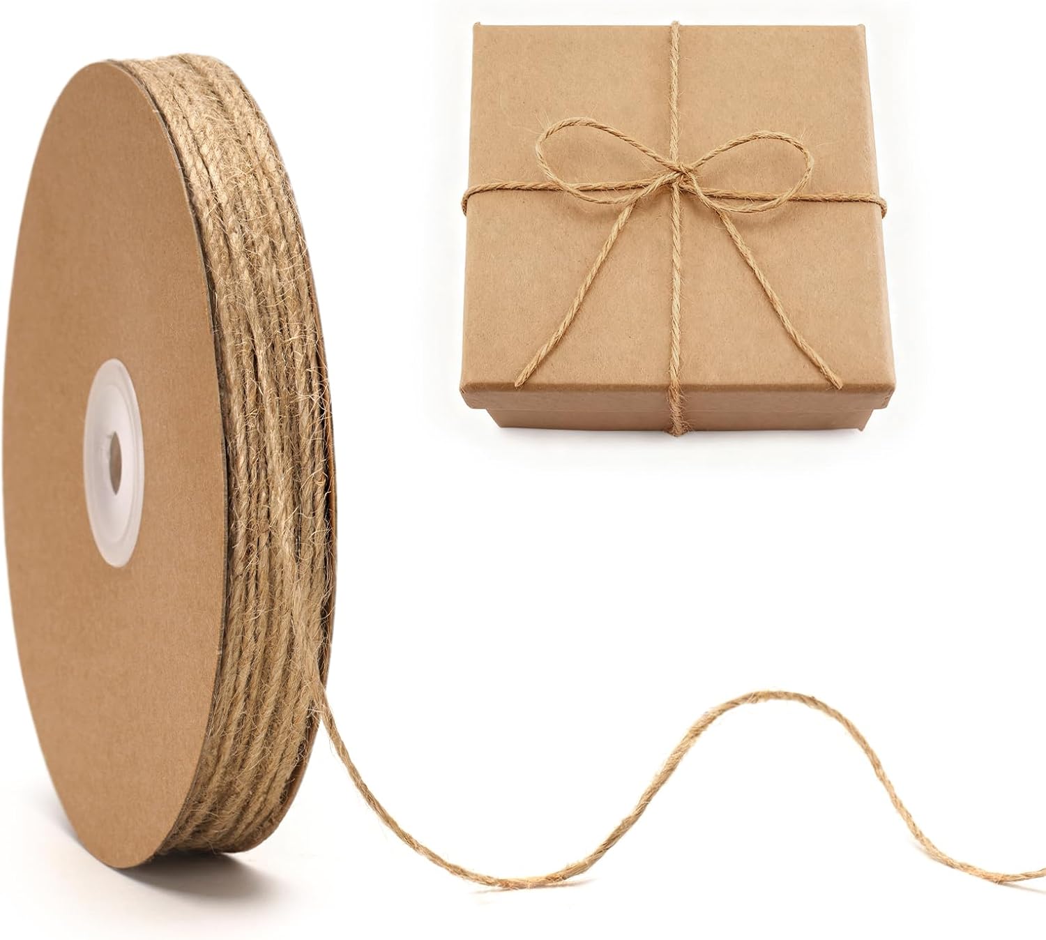 2MM Jute Twine - 328Ft Natural Brown Jute String, 3-Ply Thin String for Gardening, Craft Twine for DIY Crafts, Gift Wrapping, Crochet Kitting, Macrame Decor - Image 1