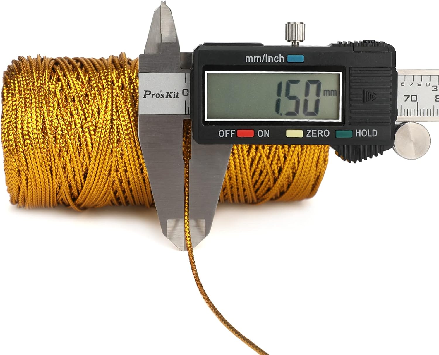 328 Feet Gold String Twine - 1.5mm Metallic Thread Gift Wrapping - 16Ply Inelastic Macrame Glitter Gold Cord for Christmas Halloween Crafting DIY Presents Wrapping Decoration - Image 2
