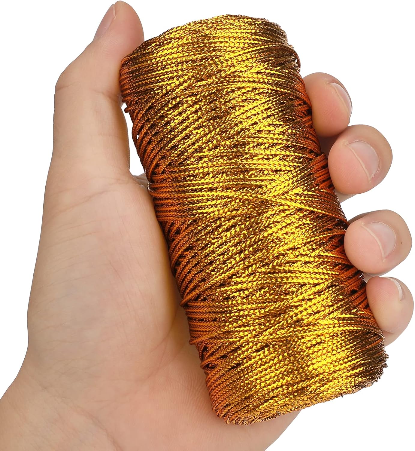 328 Feet Gold String Twine - 1.5mm Metallic Thread Gift Wrapping - 16Ply Inelastic Macrame Glitter Gold Cord for Christmas Halloween Crafting DIY Presents Wrapping Decoration - Image 4