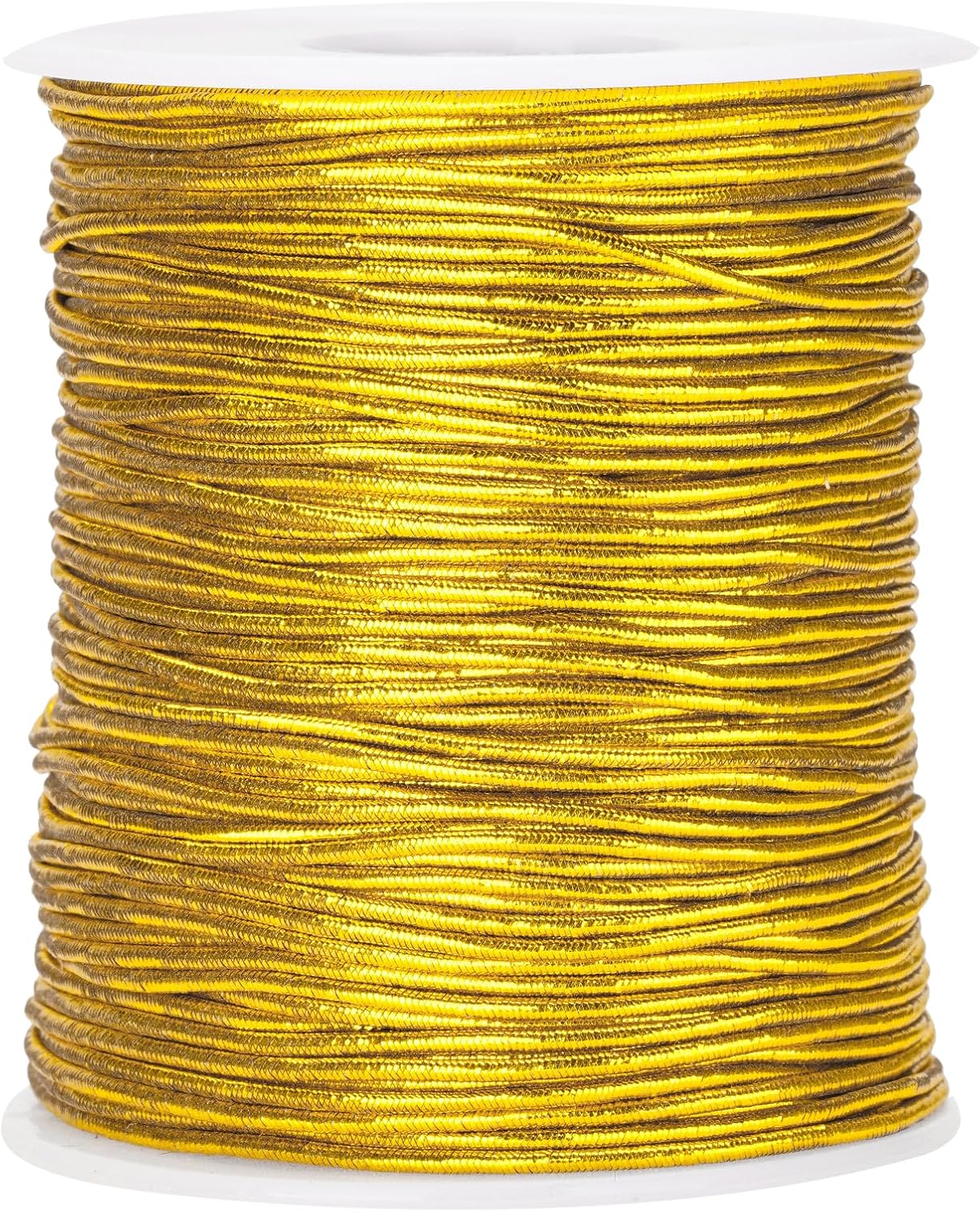 110 Yards Gold Elastic Cord - 1MM Metallic Tinsel String, Jewelry Braided Thread Stretch Gift Wrapping Cords for Bracelet Making, DIY Crafts, Christmas Decor - Image 1