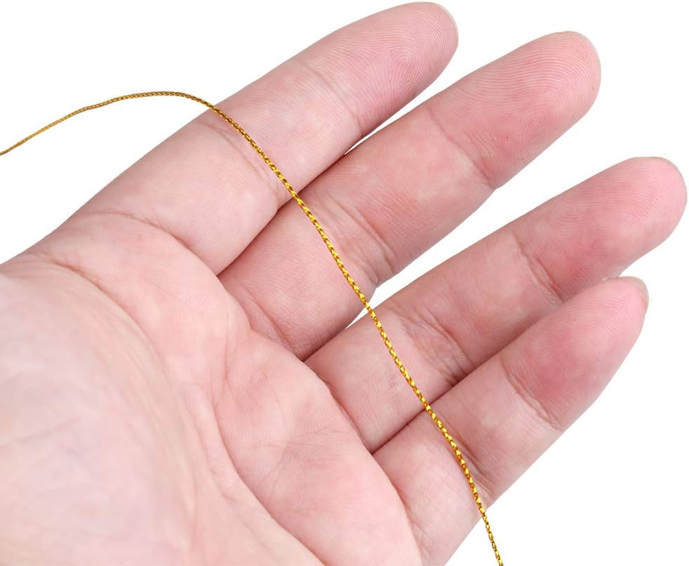 110Yards Gold Metallic String - 1MM No Stretch Decorative Braided Thread Cords for Gift Wrapping, DIY Crafts, Christmas Decor, Jewelry Making - Image 2