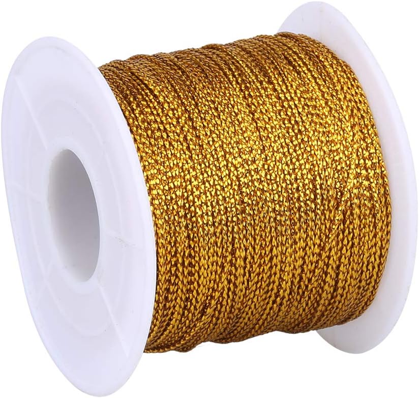 110Yards Gold Metallic String - 1MM No Stretch Decorative Braided Thread Cords for Gift Wrapping, DIY Crafts, Christmas Decor, Jewelry Making - Image 4