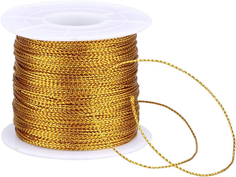 110Yards Gold Metallic String - 1MM No Stretch Decorative Braided Thread Cords for Gift Wrapping, DIY Crafts, Christmas Decor, Jewelry Making - Image 5