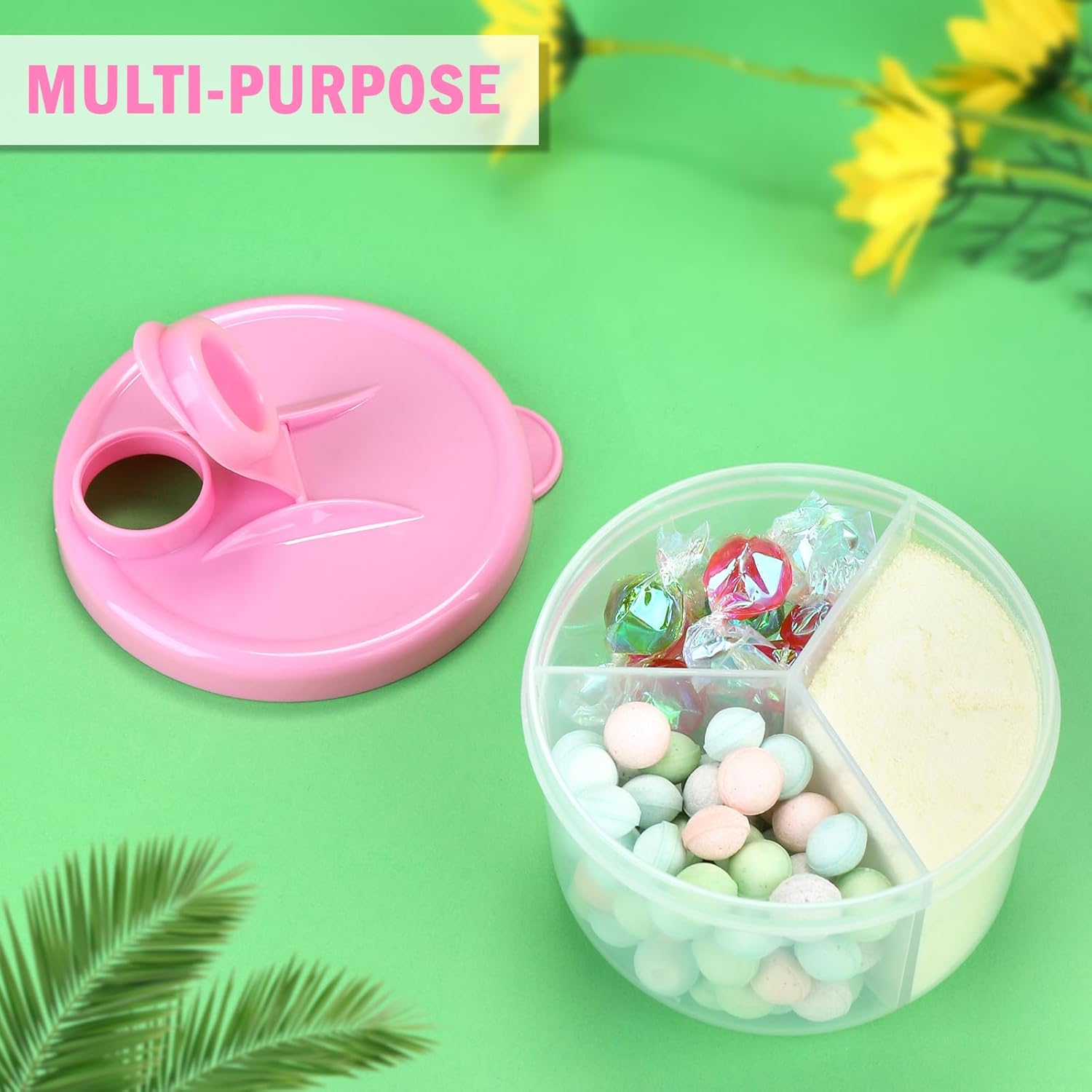 Baby Formula Dispenser On The Go, Non-Spill Rotating Three-Compartment Formula Container to Go, Milk Powder Kids Snack Container for Infant Toddler Travel, Pink - Image 5
