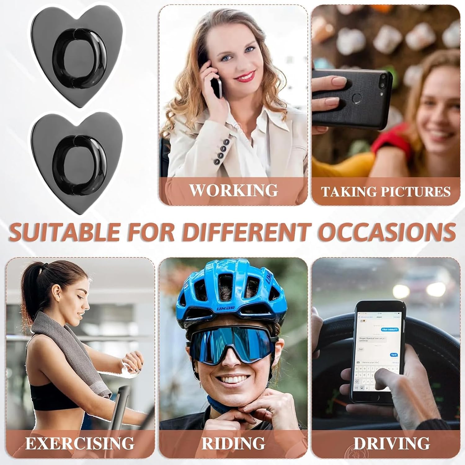 12 Pcs Phone Charm Hook Heart-Shaped Universal Adhesive Metal Hook Phone Keychain Hook Surface Plating Heart Cell Phone Ring Holder Suitable for Cell Phone Case Tablet DIY Hanging Accessories - Image 7