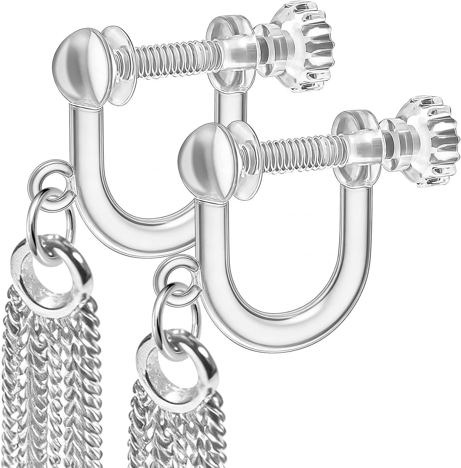 40pcs Screw Back Earring Converter with Jump Rings – Convert Dangle Earrings for Non-Pierced Ears, Such as Those with Fishhook or Kidney Hook Findings, Painless & Hypoallergenic Resin U‑Type Earrings - Image 1