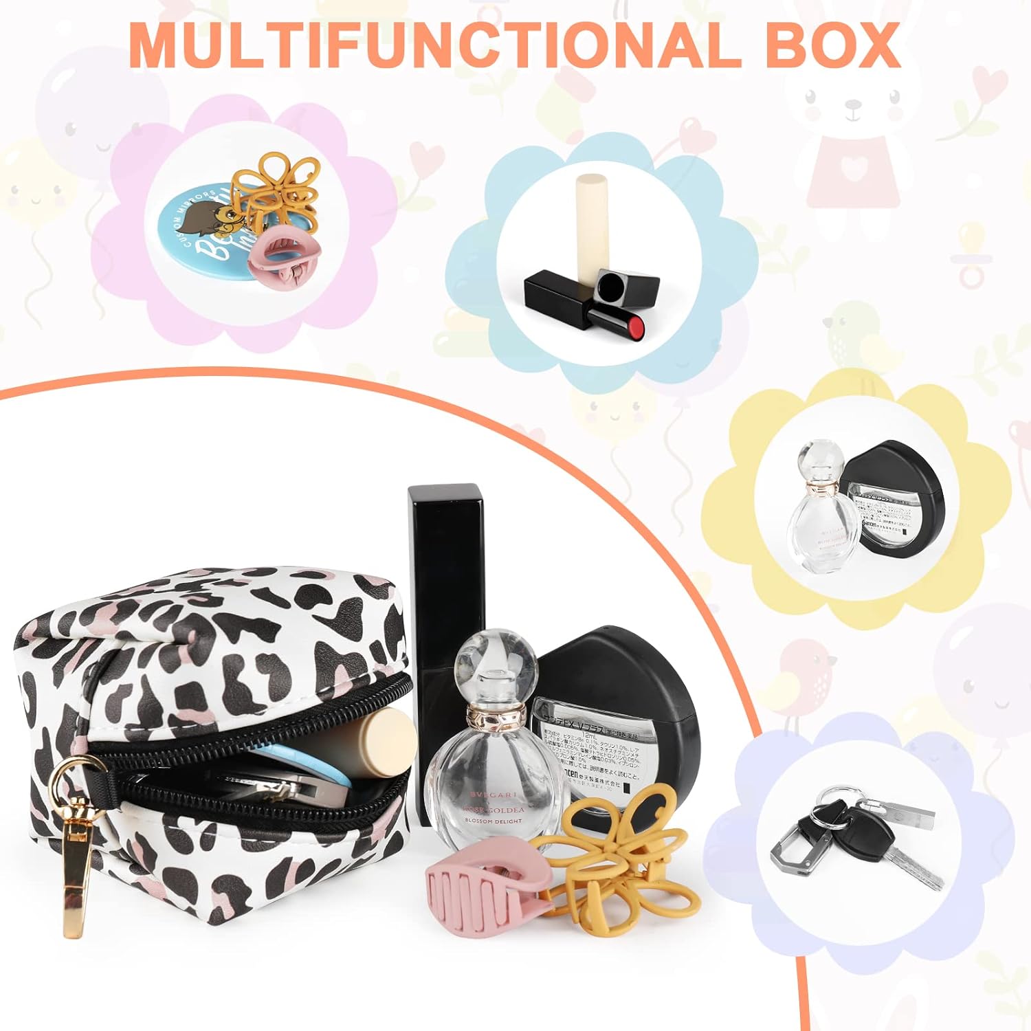 Baby Pacifier Case with Clip, Baby Pacifier Holder Pouch Box for Diaper Bag, Holds 2 Pacifiers for Travel Outdoor Activities, Small Baby Utensils,Black Leopard - Image 6