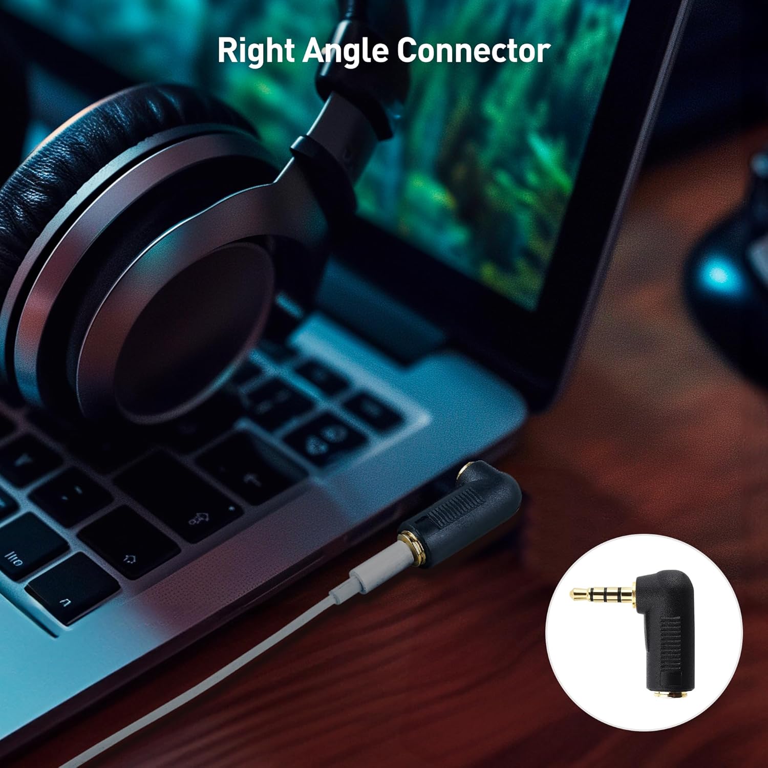 2-Pack TRRS Right Angle 3.5mm Adapter in Black (3.5mm Right Angle Adapter, 90 Degree Audio Converter) - Image 3
