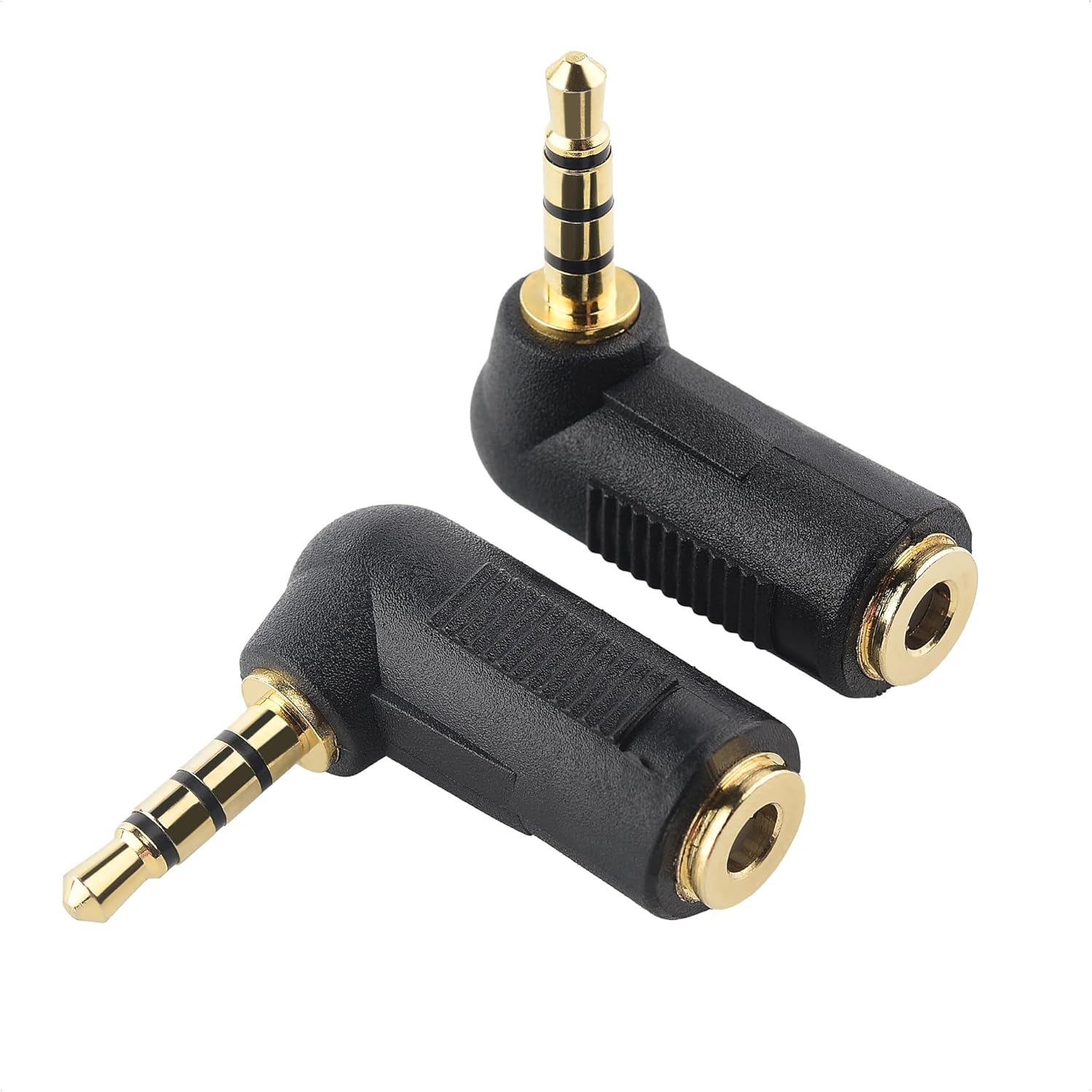 2-Pack TRRS Right Angle 3.5mm Adapter in Black (3.5mm Right Angle Adapter, 90 Degree Audio Converter) - Image 8