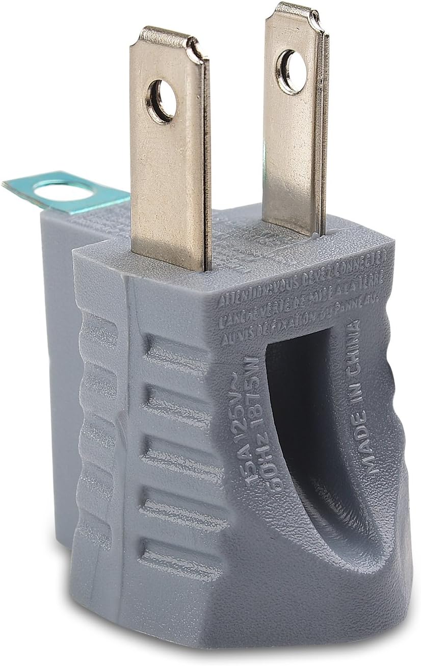 [UL Listed] 3-Pack 2 Prong to 3 Prong Outlet Adapter in Gray, (3Prong to 2Prong Plug Adapter) - Allows a 2Prong Outlet to Accept 3Prong Plugs - Image 4