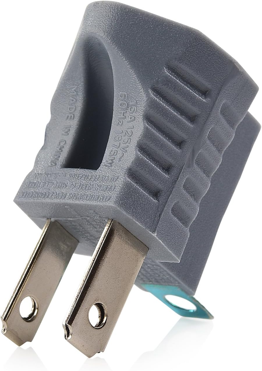 [UL Listed] 3-Pack 2 Prong to 3 Prong Outlet Adapter in Gray, (3Prong to 2Prong Plug Adapter) - Allows a 2Prong Outlet to Accept 3Prong Plugs - Image 5