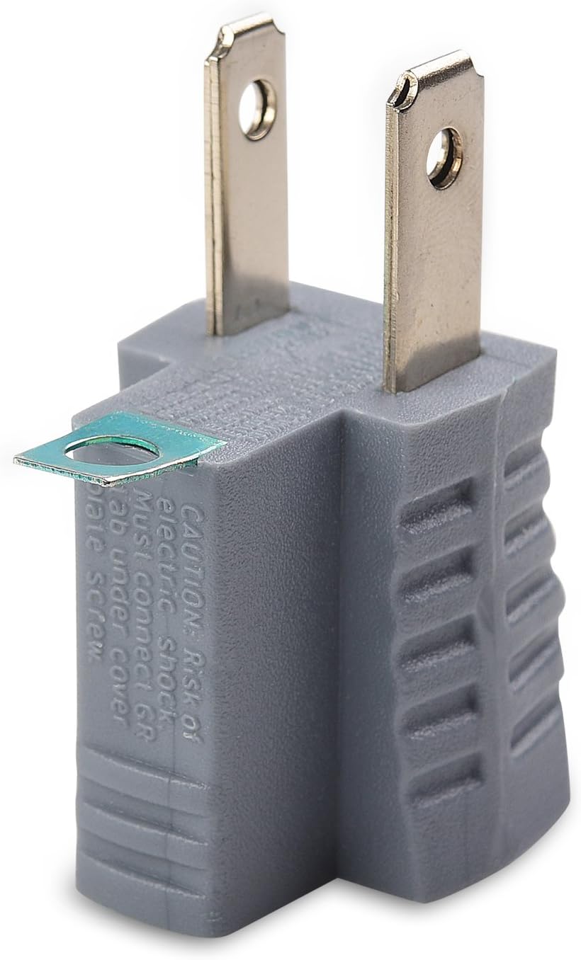 [UL Listed] 3-Pack 2 Prong to 3 Prong Outlet Adapter in Gray, (3Prong to 2Prong Plug Adapter) - Allows a 2Prong Outlet to Accept 3Prong Plugs - Image 6