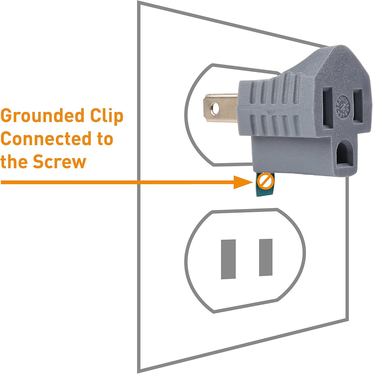 [UL Listed] 3-Pack 2 Prong to 3 Prong Outlet Adapter in Gray, (3Prong to 2Prong Plug Adapter) - Allows a 2Prong Outlet to Accept 3Prong Plugs - Image 7
