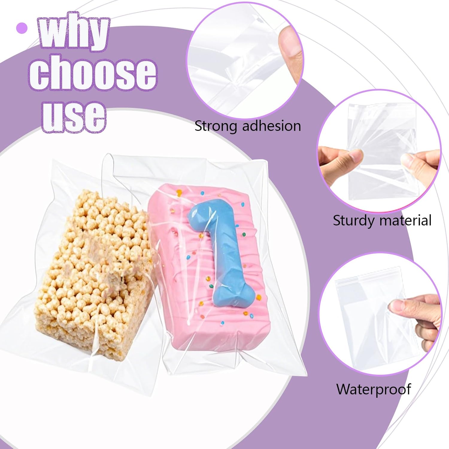 100pcs 4x6Inches Clear Cakesicle Bags Cookies Rice KrispieTreat Bags Individually Wrapped Treat Packaging for Soap Browine Chocolate Truffle Candy Gift Wedding Birthday Party Favors - Image 3