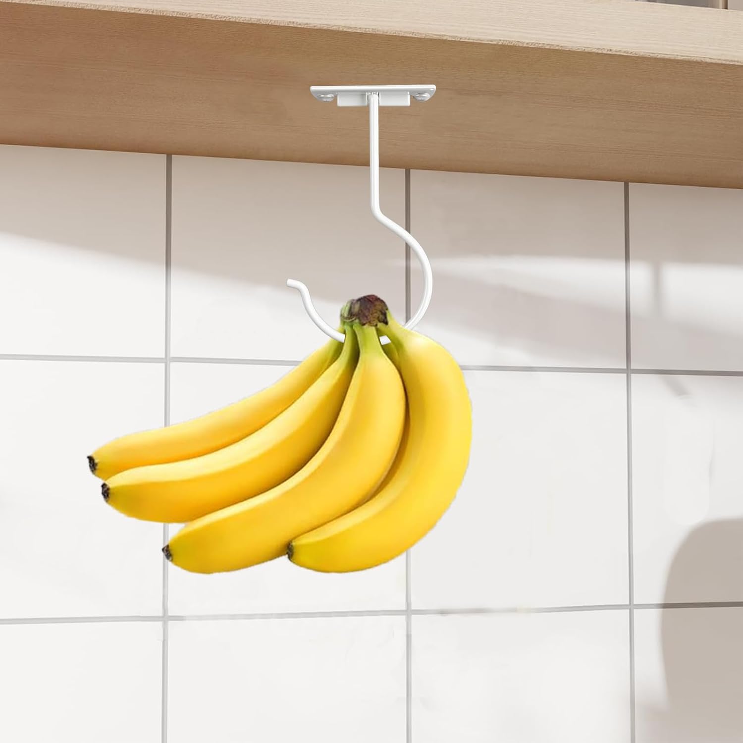 1Pcs White Self-Adhesive Banana Hook, Grape Hook, Kitchen Fruit Hooks, Banana Hanger, Keep Bananas Fresh Under The Cabinet, with Magnetic Absorption Storage Perfect Design - Image 6