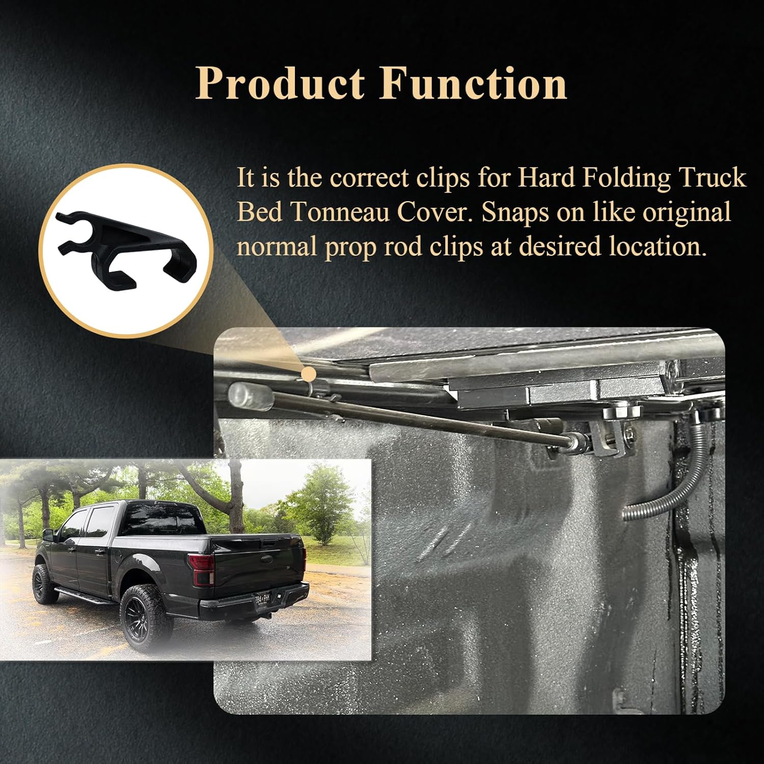 2 pcs 351B0024 Truck Bed Cover Clips, Tonneau Cover Prop Rod Clips, Compatible with RealTruck BAK BAKFlip MX4, Undercover Ultra Flex Hard Folding Truck Bed Tonneau Cover - Image 5