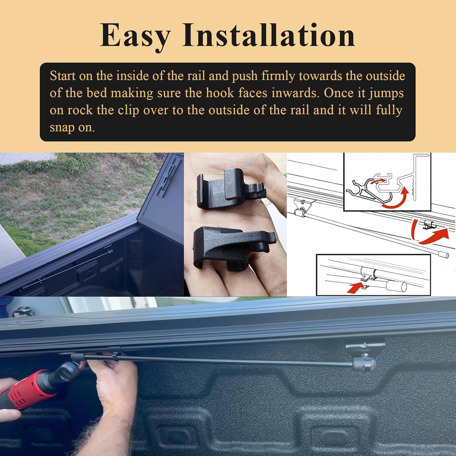 2 pcs 351B0024 Truck Bed Cover Clips, Tonneau Cover Prop Rod Clips, Compatible with RealTruck BAK BAKFlip MX4, Undercover Ultra Flex Hard Folding Truck Bed Tonneau Cover - Image 6