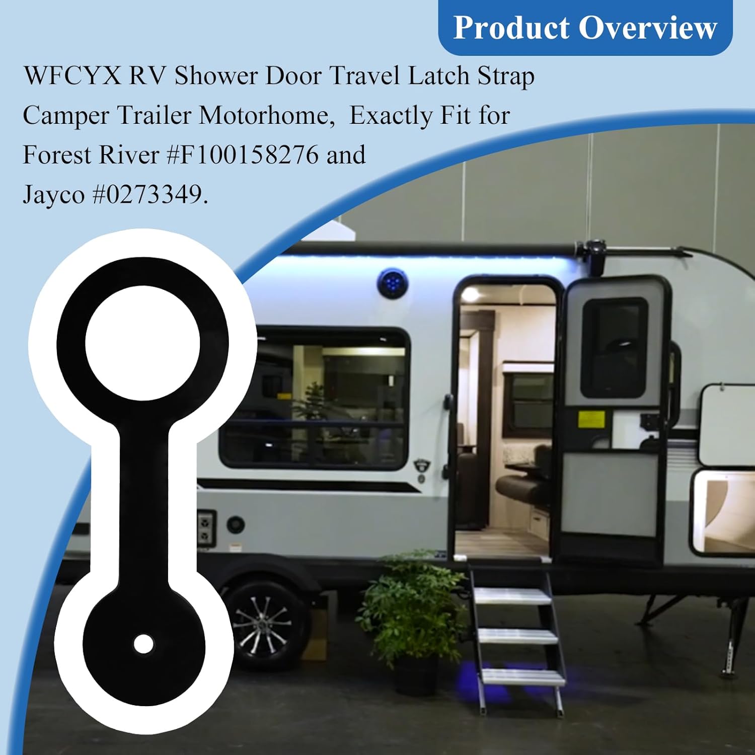 2 Pcs RV Shower Door Latch Strap, Silicone, Black, Fits Most Shower Doors for RV/Camper/Motorhome/Third Wheel, Compatible with Forest River #F100158276 and Jayco #0273349 - Image 2