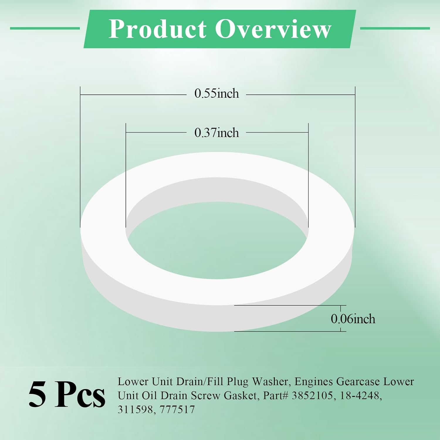 5 Pcs 311598 Fill and Drain Screw Washer, Engines Gearcase Lower Unit Oil Drain Screw Gasket, Fit for OMC Johnson Evinrude, fits Sierra 18-4248, 18-4248-9, 18-42481-9, Part# 3852105 777517 18-2387 - Image 2