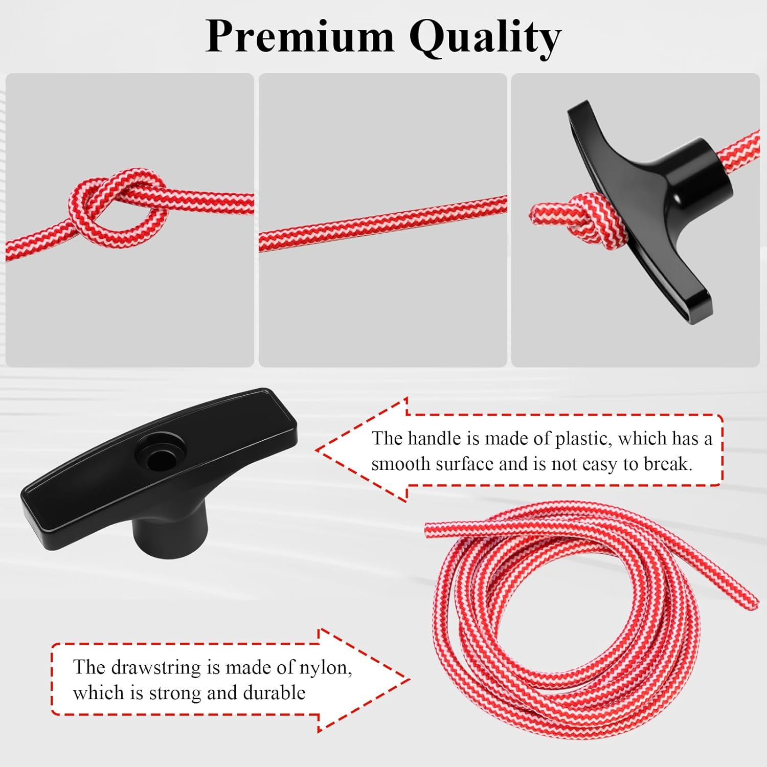 2 Pcs 41A2828 / 041A2828 Rope Handle Kit, Garage Emergency Release Pull Rope Cord Handle Kit, Fit for Chamberlain, Craftsman & LiftMaster Models, Garage Opener, Red White Emergency Pull Rope W/Handle - Image 5