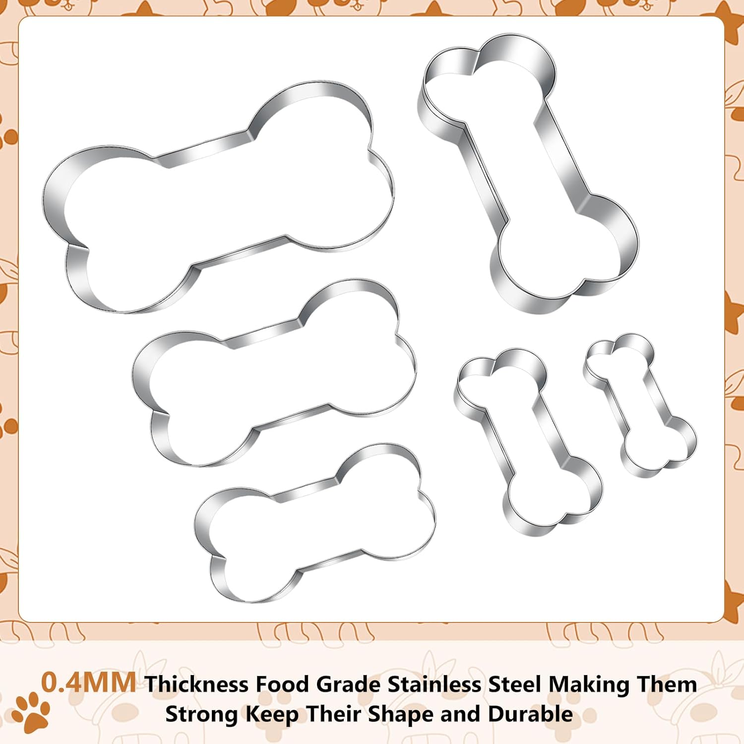 Dog treats Cutters Set 6 Pieces Dog Cookie Cutter sets Different Sizes Mini Small Medium Big Cut Out for Homemade Treats and Baking - Image 5
