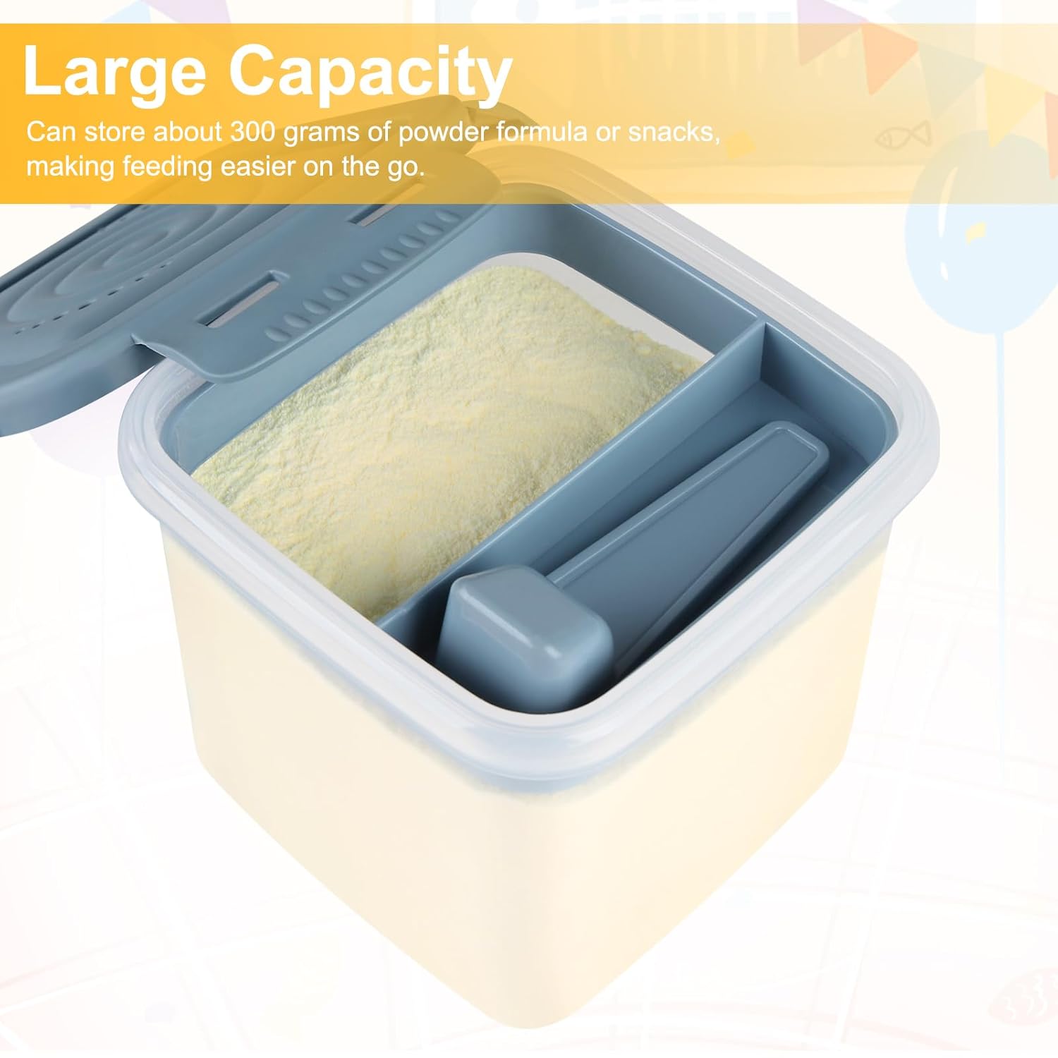 Formula Dispenser On The Go, Formula Container to Go, Portable Milk Powder Kids Snack Container with Scoop for Infant Toddler Travel Outdoor Picnic - Image 2