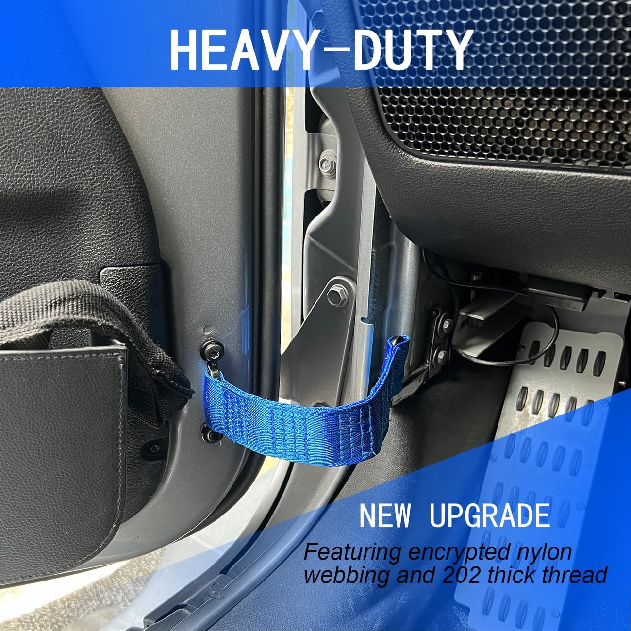 Door Strap for Jeep Wrangler,Adjustable Door Straps for Jeep Wrangler CJ YJ TJ JK JKU JL JLU, Heavy Duty Door Limit Strap,Blue(Pack of 2) - Image 3