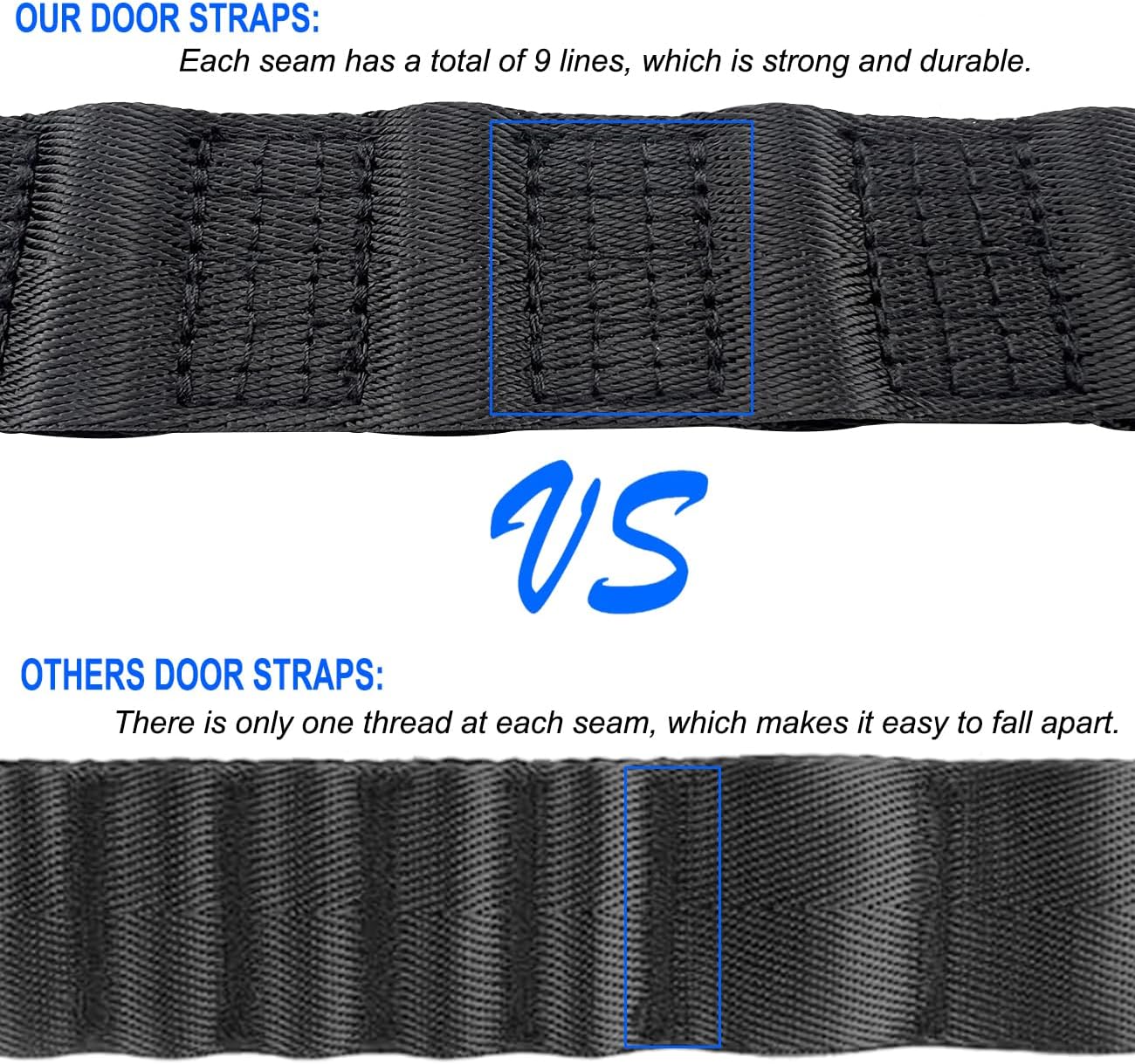 Door Strap for Jeep Wrangler,Adjustable Door Straps for Jeep Wrangler CJ YJ TJ JK JKU JL JLU, Heavy Duty Door Limit Strap,Blue(Pack of 2) - Image 6