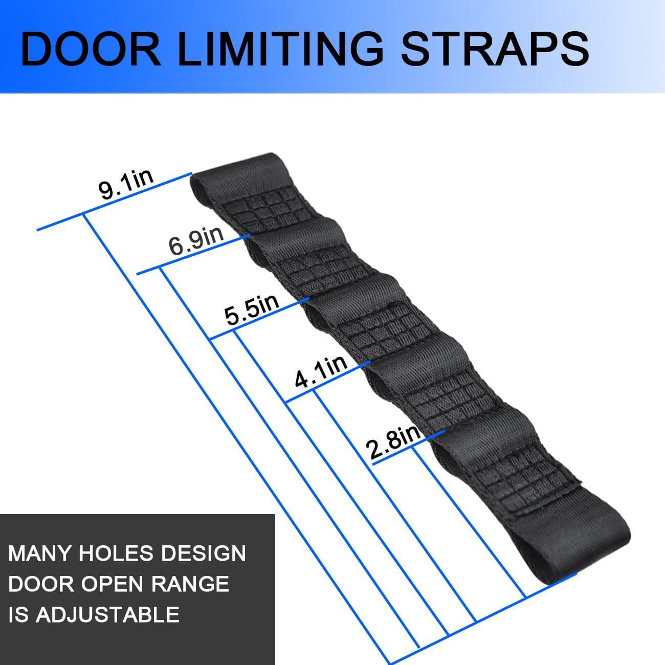 Door Strap for Jeep Wrangler,Adjustable Door Straps for Jeep Wrangler CJ YJ TJ JK JKU JL JLU, Heavy Duty Door Limit Strap,Blue(Pack of 2) - Image 7