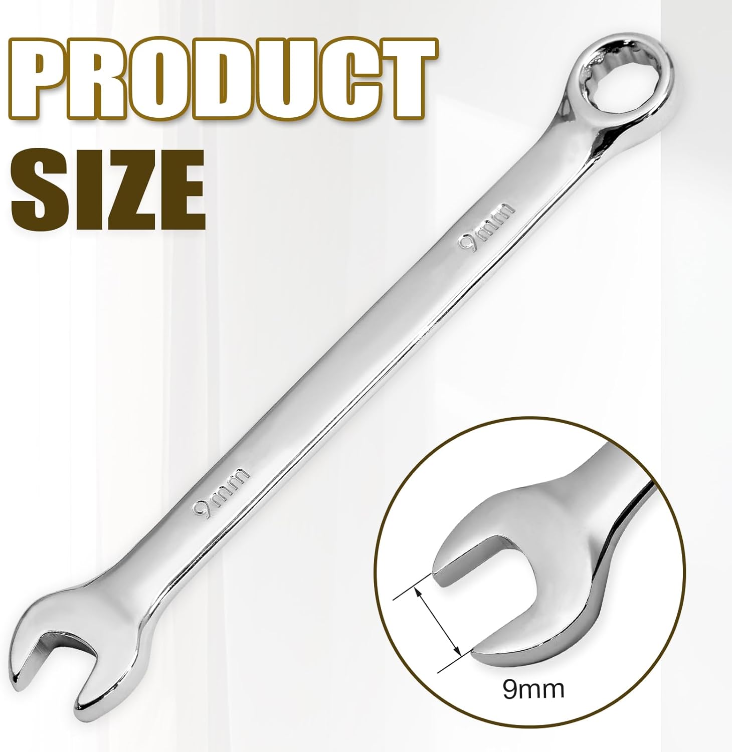 9mm Metric Wrench Industrial Combination Wrench with 12-Point Design Chrome Vanadium Steel Gear Wrenches - Image 3