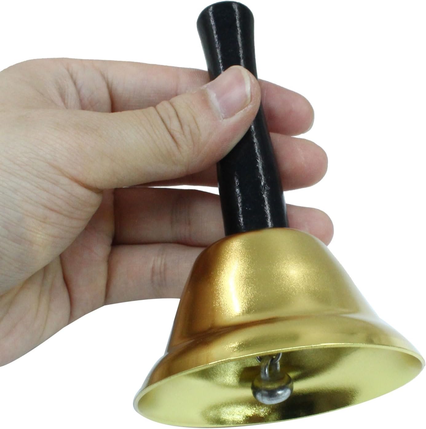 2 Pack Loud Hand Bells, Gold Ringing Bells with Handle Call Bells Dinner Bells for Classroom, Food Line, Alarm, Jingles, Ringing - Image 3