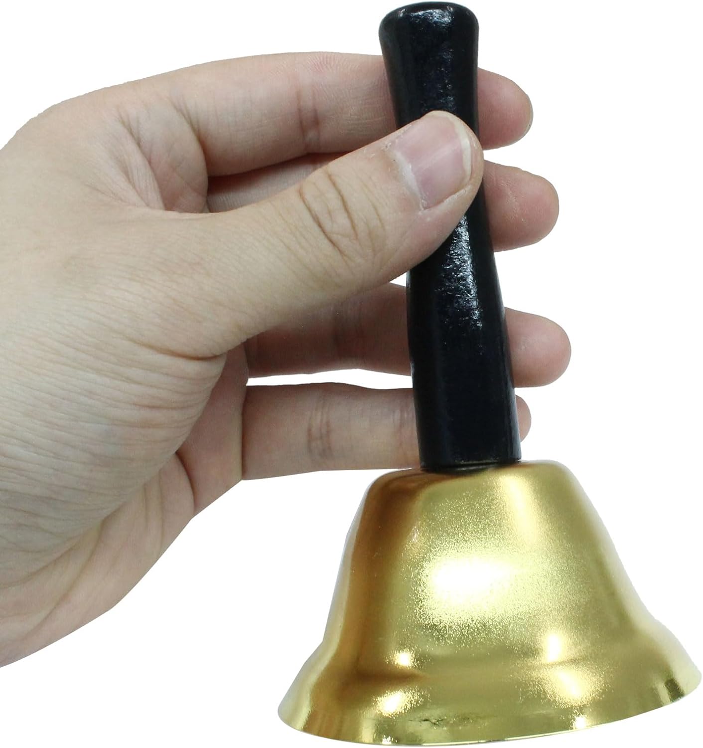 2 Pack Loud Hand Bells, Gold Ringing Bells with Handle Call Bells Dinner Bells for Classroom, Food Line, Alarm, Jingles, Ringing - Image 4
