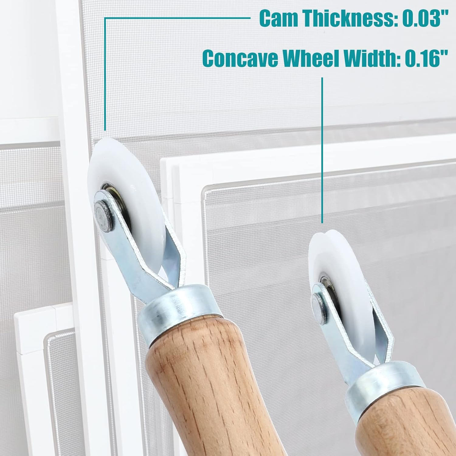 3 Pcs Window Door Screen Repair Kit, Screen Spline Roller Tool with Wooden Handle & Nylon Bearing Wheels and Removal Hook - Image 3