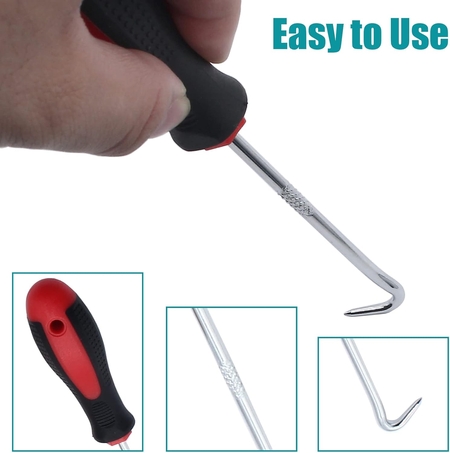 3 Pcs Window Door Screen Repair Kit, Screen Spline Roller Tool with Wooden Handle & Nylon Bearing Wheels and Removal Hook - Image 4