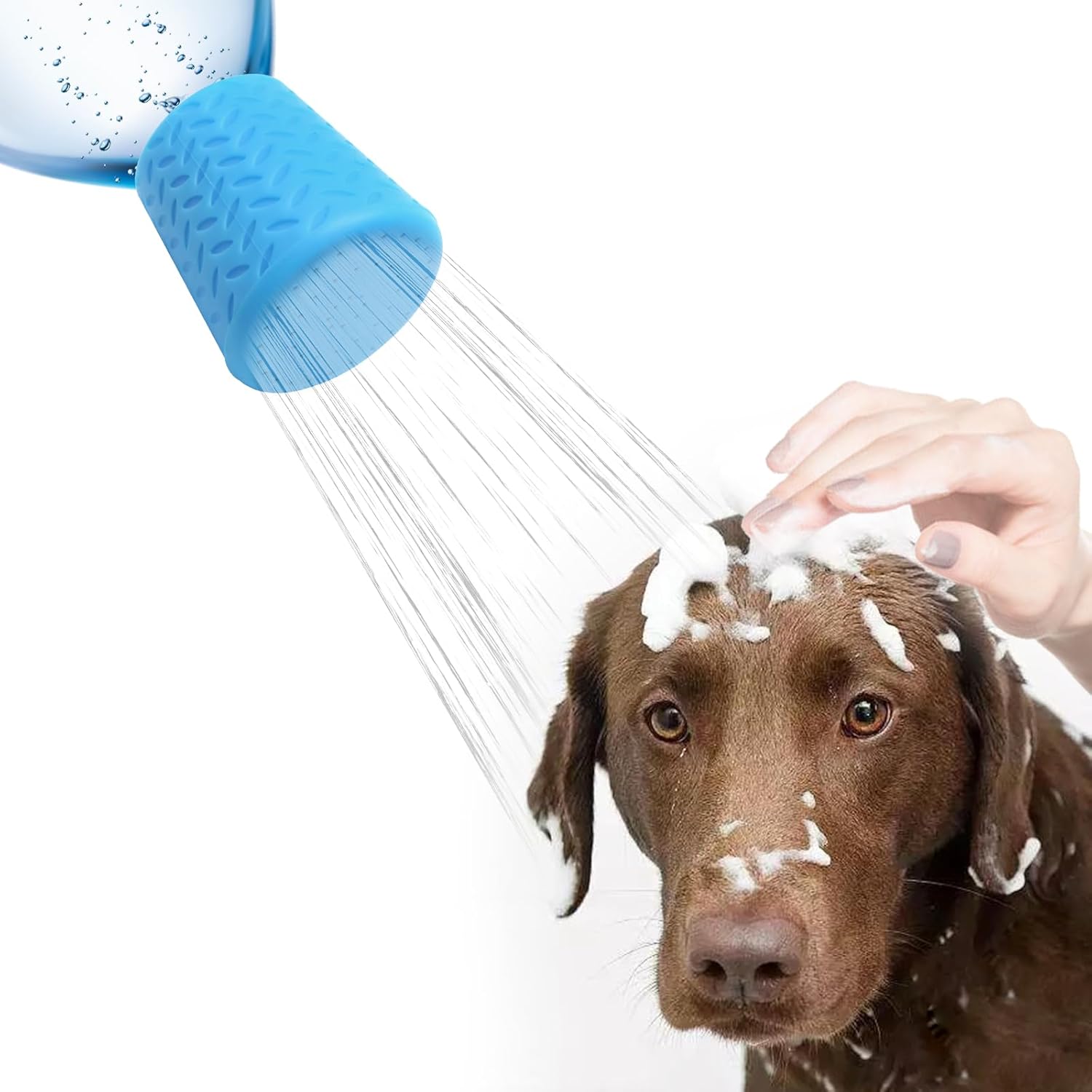 Portable Outdoor Shower for Dogs, Portable Pet Shower Head Attachment Outdoor Water Sprayer Accessory, Fits Most Plastic Water Bottles for Camping Hiking Beach (1 Pack, Blue) - Image 3