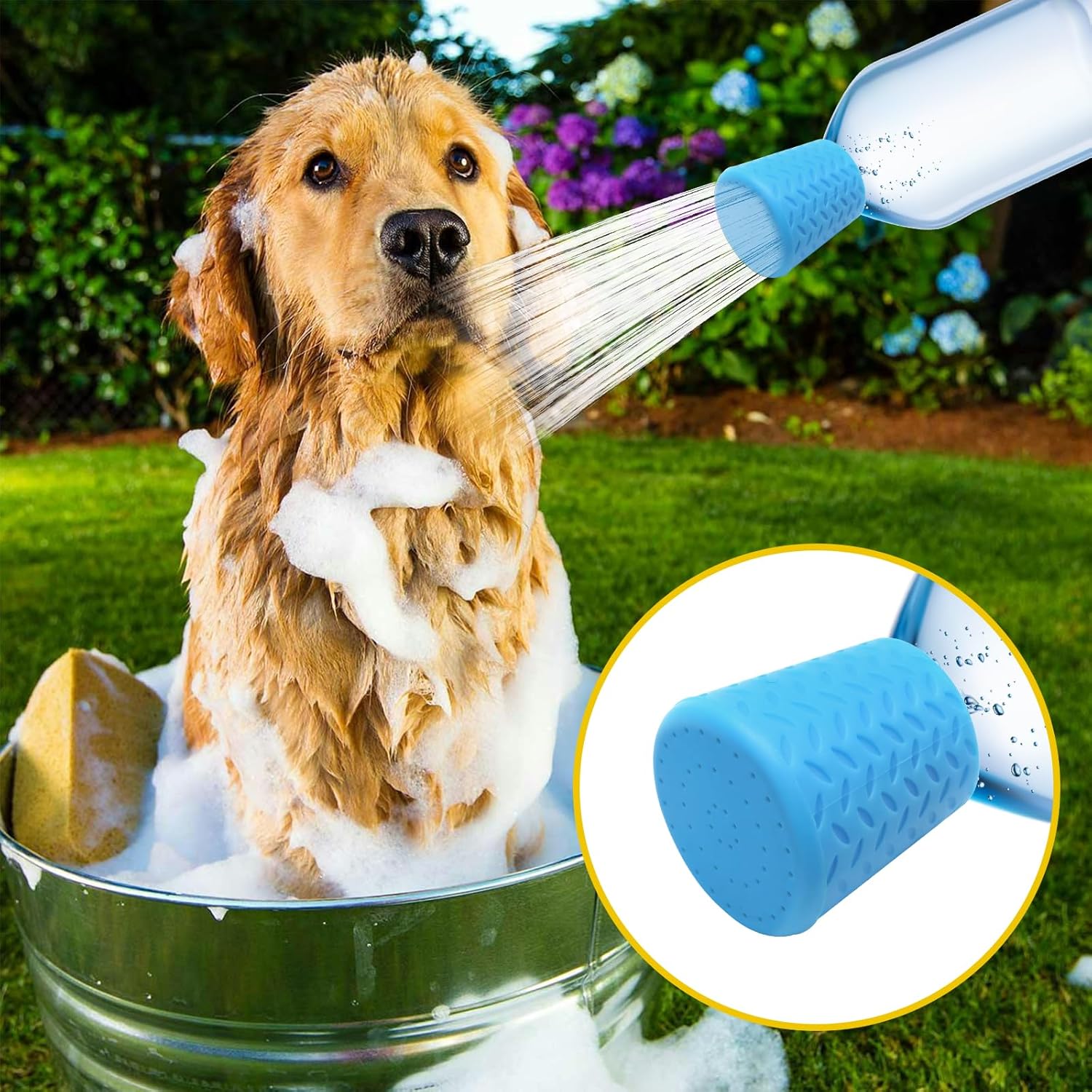 Portable Outdoor Shower for Dogs, Portable Pet Shower Head Attachment Outdoor Water Sprayer Accessory, Fits Most Plastic Water Bottles for Camping Hiking Beach (1 Pack, Blue) - Image 7