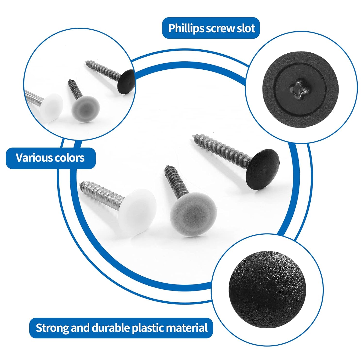 Screw Cap Cover Plastic Hole Cover Self-Tapping Screw Cover Waterproof Caps for Phillips Screws Head, Pack of 500 - Image 5