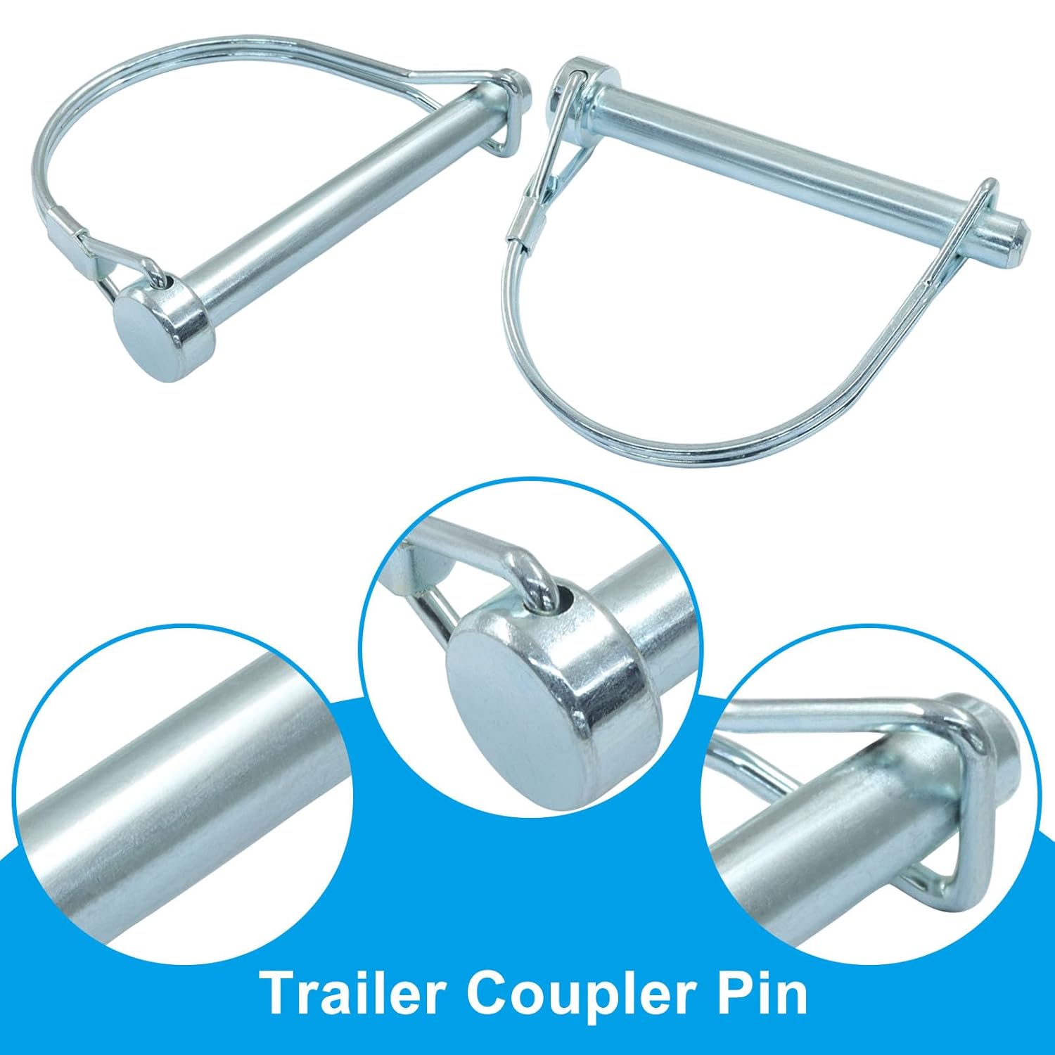 2 Pack Trailer Coupler Pin, Zinc Plated Carbon Steel Locking Pin, 5/16