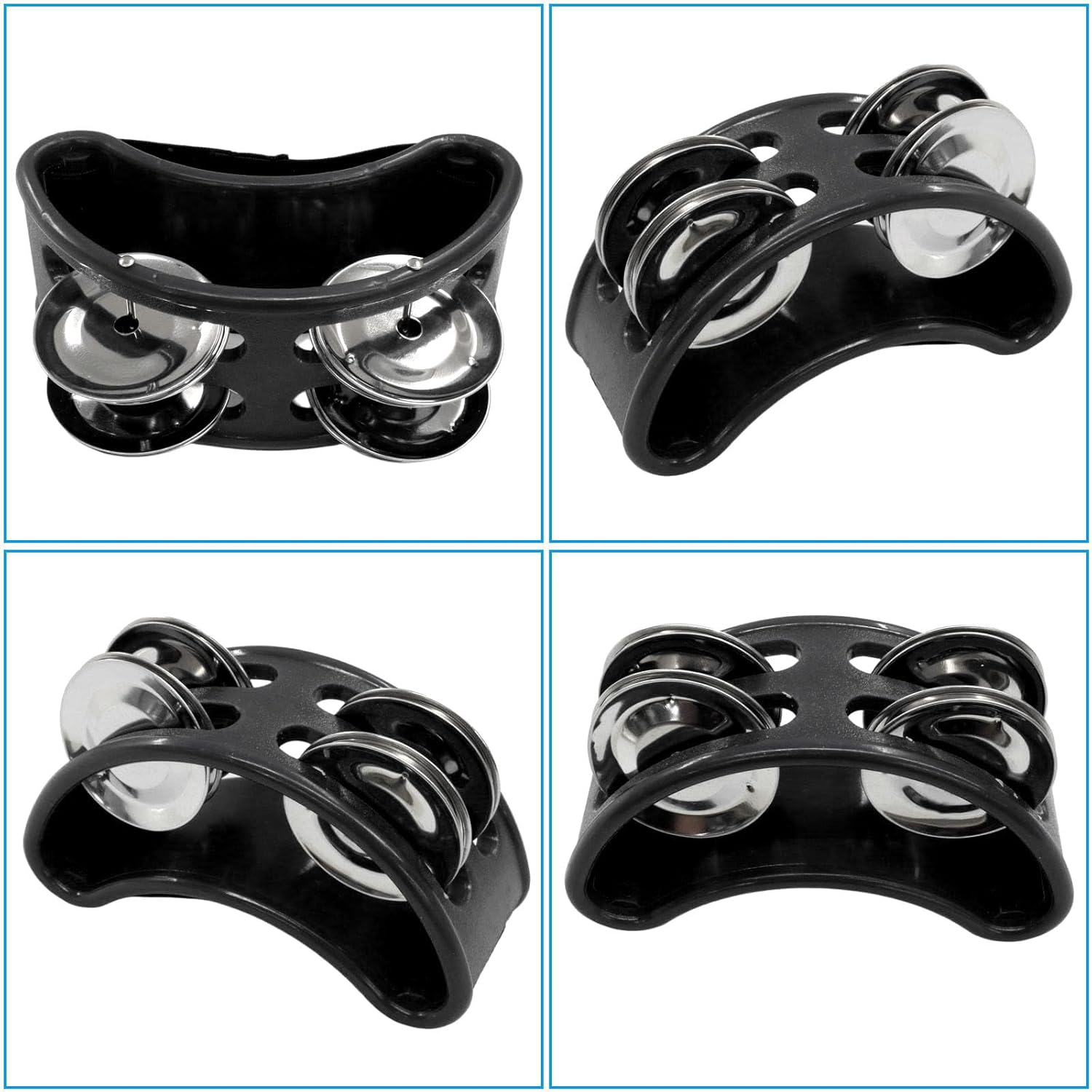 2 PCS Foot Tambourine Percussion Musical Foot Tambourine Pedal Steel Jingle Bells, Percussion Instrument Foot Shaker Adjustable, Steel Jingle Bells for Drum & Guitar Playing/Adults, Black - Image 5