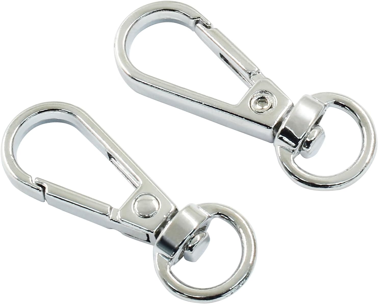 4 Pcs Swivel Snap Hooks with Key Rings, Double Opening Metal Swivel Clasps Lanyard Snap Hooks Lobster Claw Clasps Keychain Hooks for Key Jewelry DIY Crafts, Silver - Image 1